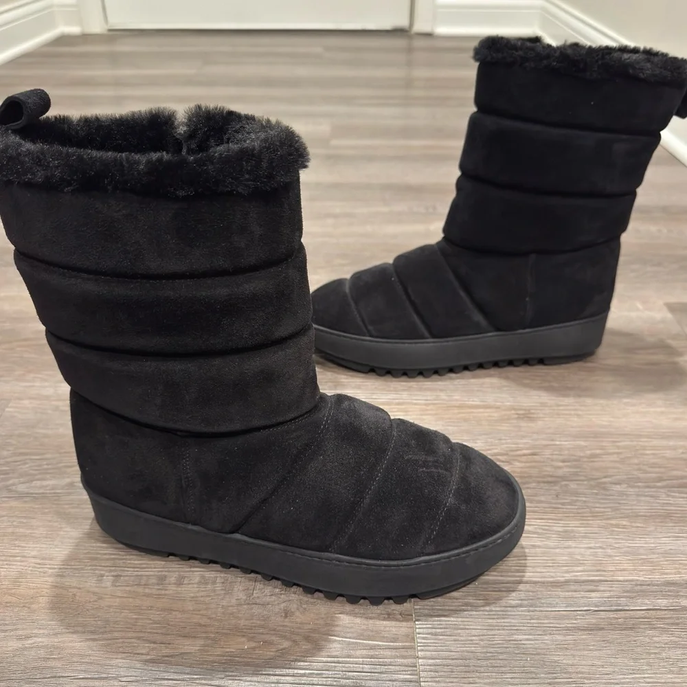Aquatalia Alcee Faux Fur Lined Black Winter Snow Boots